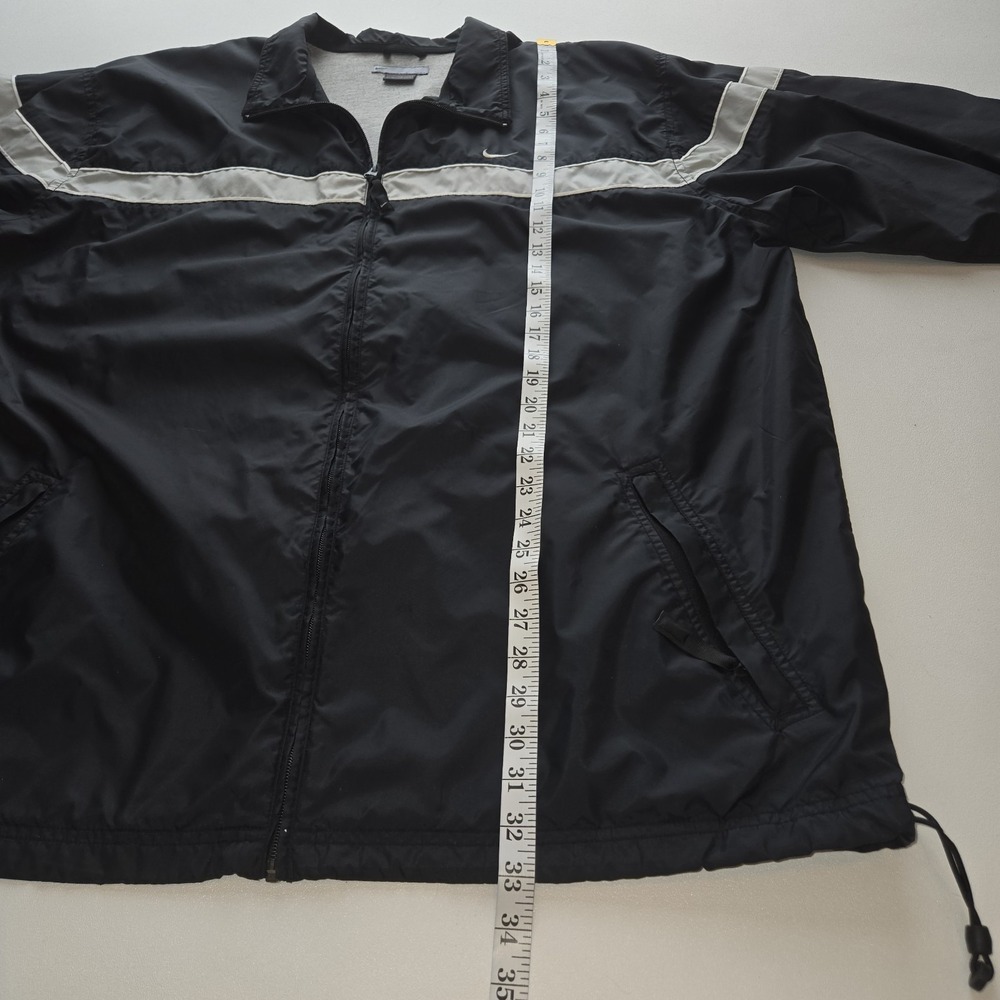 Vintage Nike Windbreaker Jacket XL Black White Stripe Full Zip Retro 90's Style - Picture 5 of 9